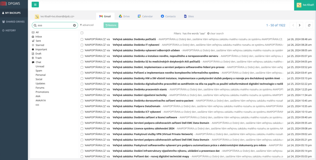 Ochrana dat pro Google Workspace